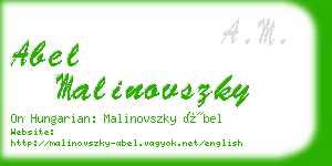 abel malinovszky business card